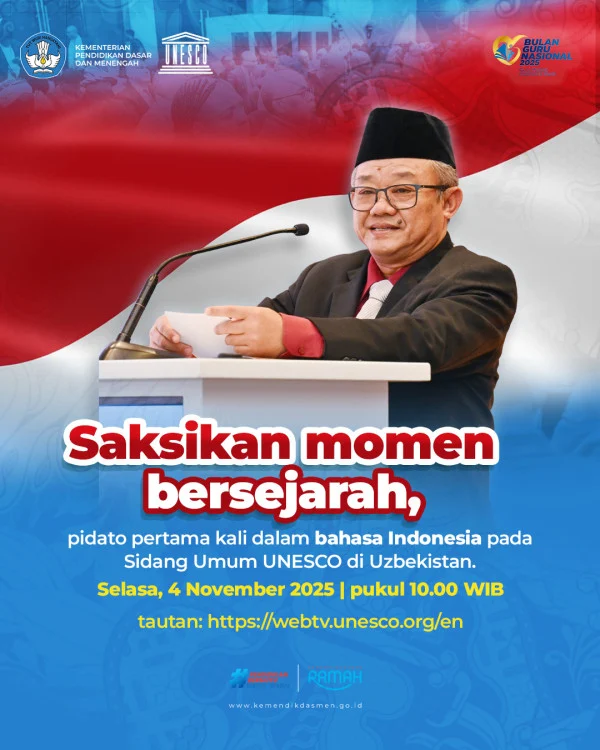 Mendikdasmen Abdul Mu'ti Pidato Pakai Bahasa Indonesia di Sidang Umum UNESCO